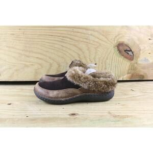 BOC Born Concept Shoes Sz 6.5 Clogs Brown Leather Fur Lined Flats Slip Ons